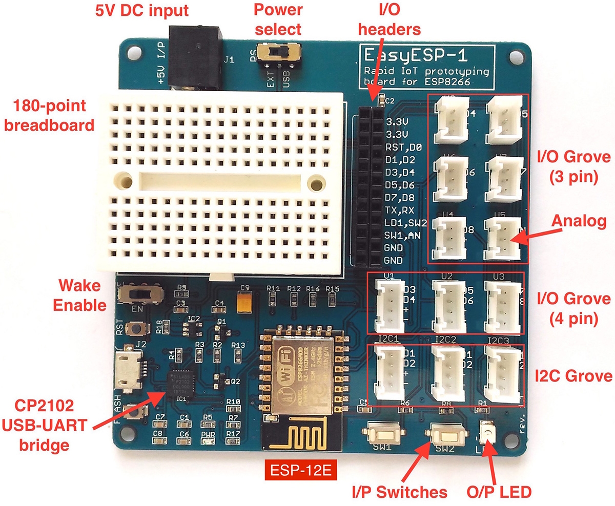 EasyESP-1: An ESP8266 Experimenter Board For Beginners