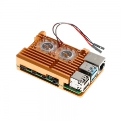 Raspberry Pi 4 Metal Aluminum Case with dual cooling fans Gold Metal Shell for Raspberry Pi 4b