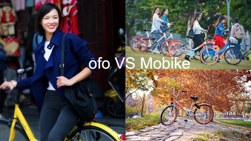 sharing bicycle on the street (ofo vs mobike)