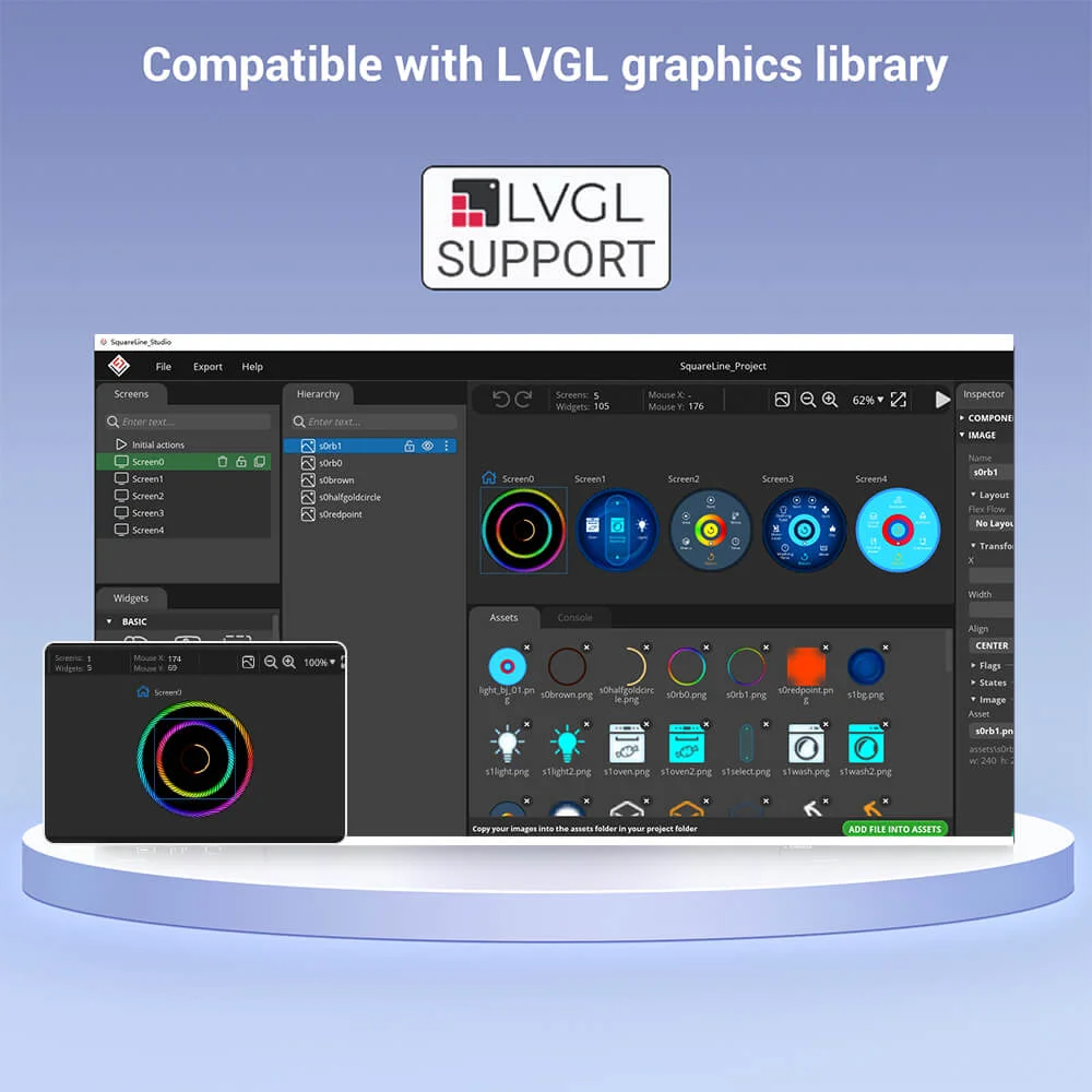 1.28 rotary knob screen compatible with lvgl