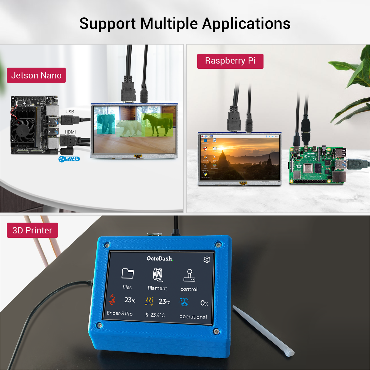 HDMI 5 inch display support multiple applications