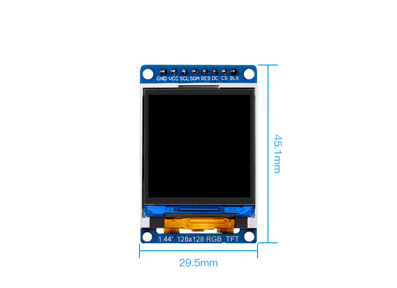 1.44 inch TFT display dimension size
