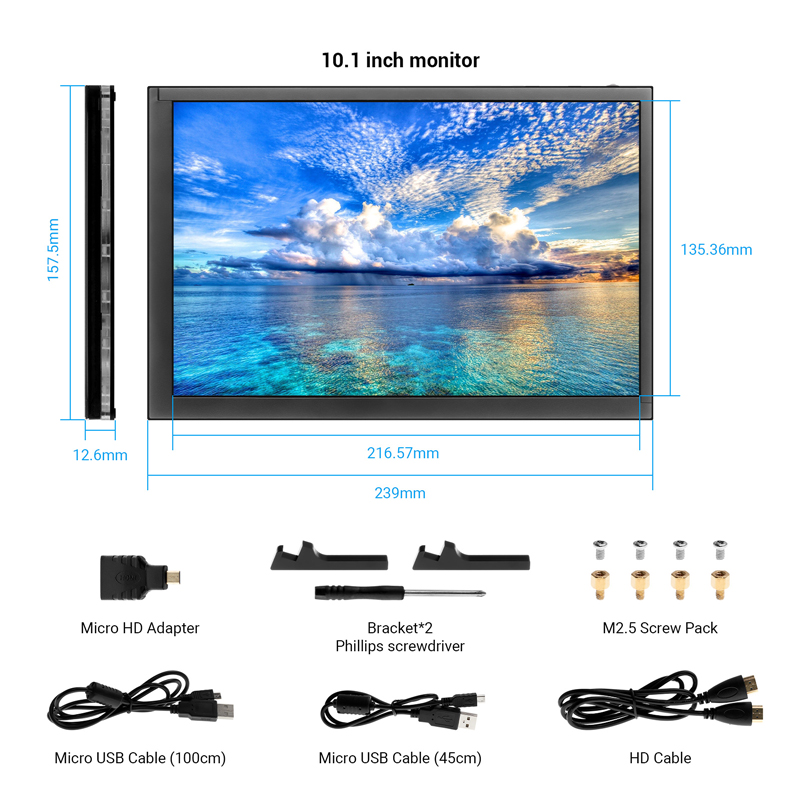 10.1 inch touch screen package list