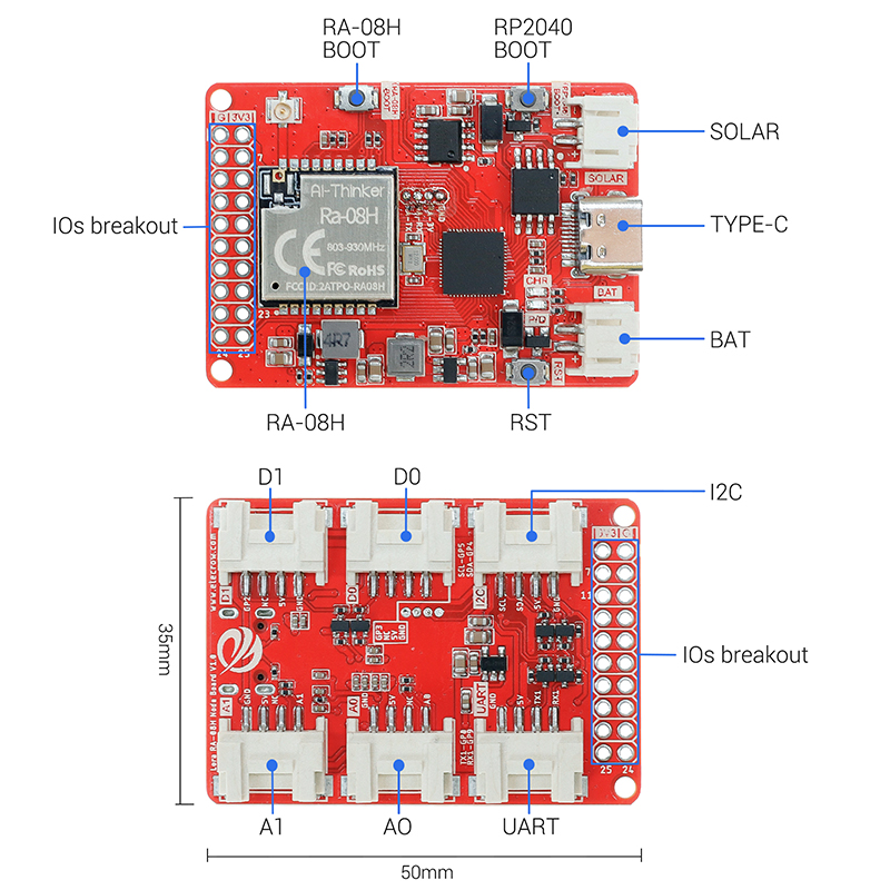Lora ra-08h node board with RP2040
