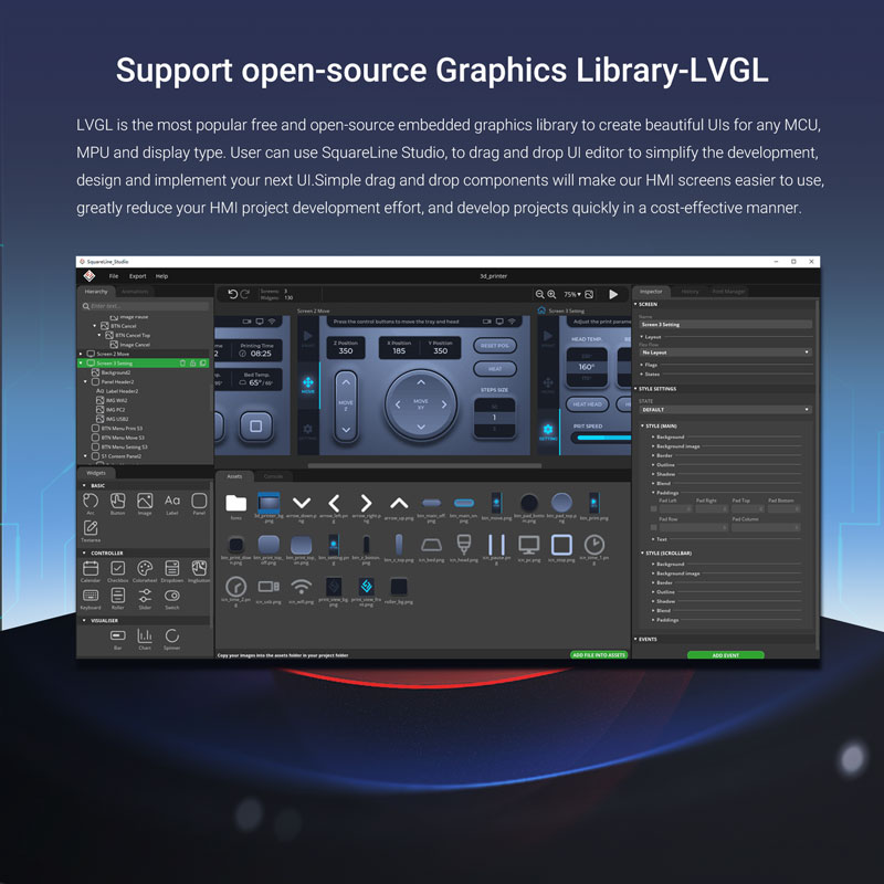 7 inch rgb display support LVGL