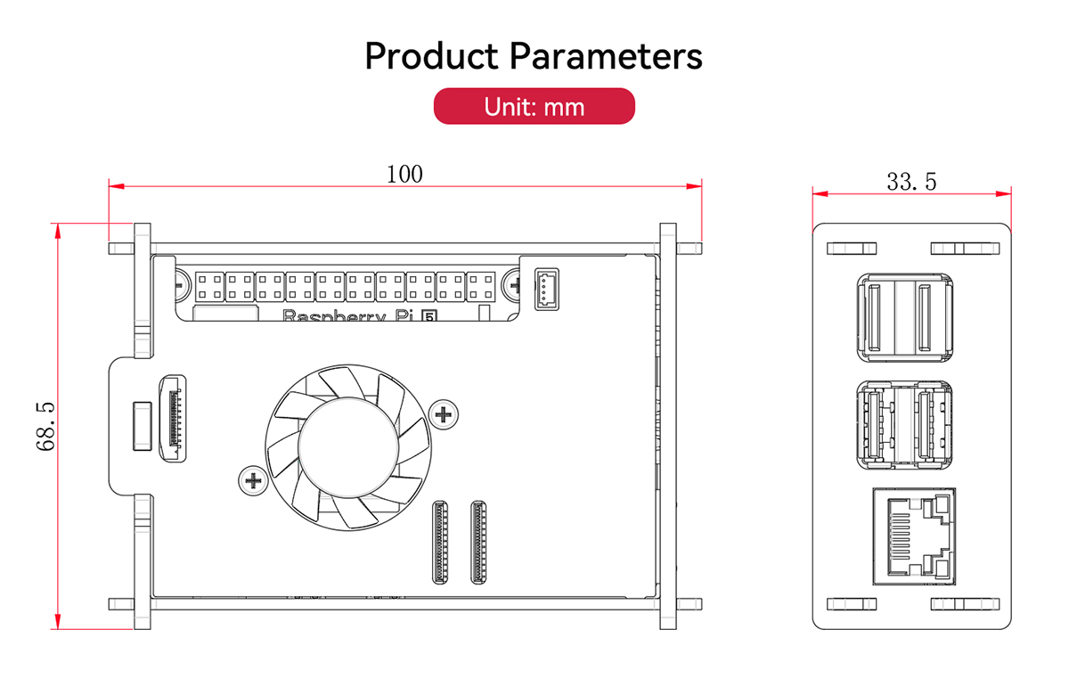 Raspberry Pi 5 Case with Cooling Fan Acrylic Case for Raspberry Pi 5
