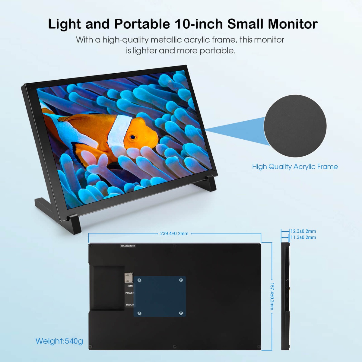 Elecrow 10.1 inch Display IPS 1280x800 Acrylic Case Touch Screen Compatible