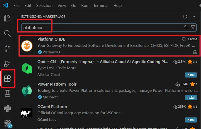Install PlatformIO IDE Extension